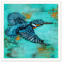 contemporary painting of a Kingfisher with turquoise green background by Antje Reitler Art