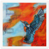 contemporary Painting of a Kingfisher with orange blue background by Antje Reitler Art