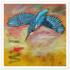 contemporary painting of a Kingfisher with yellow background by Antje Reitler Art